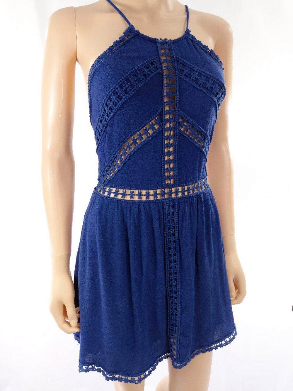 LULUS Mini Dress Spaghetti Strap Open Lace Border M